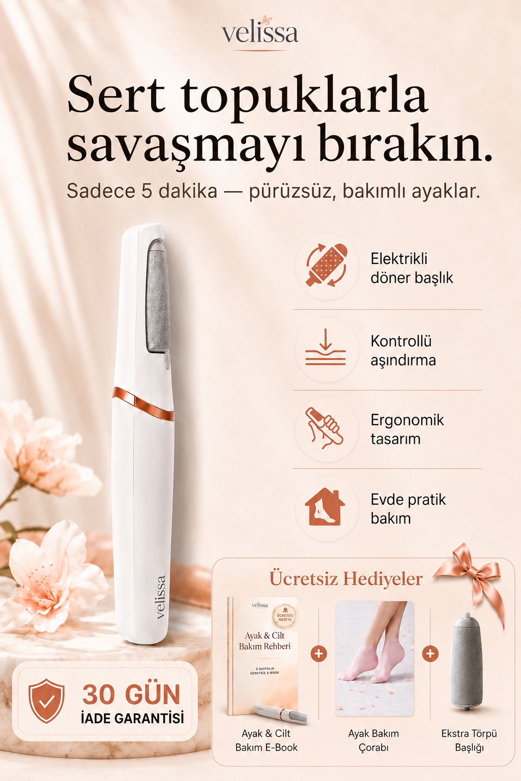 Luvendio PediPro Elektrikli Topuk & Ayak Bakım Cihazı